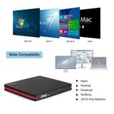 Cocopa External CD DVD Drive USB 3.0 Portable CD DVD +/-RW Drive Slim DVD/CD ROM Rewriter Burner Writer, High Speed Data （RED）