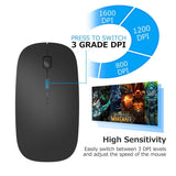 Bluetooth Wireless Mouse, Dual Mode Slim Rechargeable Wireless Mouse Silent Cordless Mouse with Bluetooth 4.0 and 2.4G Wireless, (Black)
