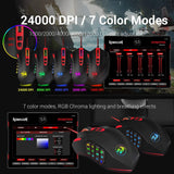 Redragon M901 Gaming Mouse, Wired MMO RGB LED Backlit Computer Mice, 24000 DPI, Perdition, with Weight Tuning Set & 18 Programmable Buttons (Black)