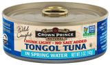 Crown Prince Natural Chunk Light Tongol Tuna in Spring Water, No Salt Added, 5 Ounce Cans (Pack of 12)