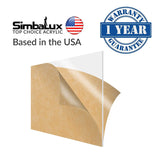 SimbaLux Acrylic Sheet Clear Cast Plexiglass 12” x 12” Square Panel 1/4” Thick (6mm) Transparent Plastic Plexi Glass Board