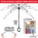 Sharpty Inverted Umbrella, Umbrella Windproof, Reverse Umbrella, Umbrellas for Women with UV Protection, Upside Down Umbrella with C-Shaped Handle