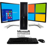 HP Elite Desktop Computer, Intel Core 2 Duo 2.9 GHz, 8 GB RAM, 1 TB SATA HDD, Keyboard & Mouse, WiFi, Dual 19in LCD Monitors (Brands Vary), DVD