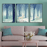 Framed Canvas Wall Art for Living Room, Bedroom White Deer in Forest Canvas Prints