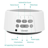 Vanzon White Noise Machine - Sound Machine with Baby For Sleeping & Relaxation, 36 Soothing High Fidelity Nature Sounds, Portable Sleep Sound Therapy