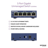 NETGEAR 5-Port Gigabit Ethernet Unmanaged Switch (GS105NA) - Desktop, and ProSAFE Limited Lifetime Protection