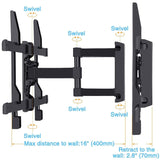 PERLESMITH Full Motion TV Wall Mount Bracket Dual Articulating Arms Bear up to 132lbs
