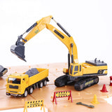 Construction Site Vehicles Toy Set, Kids Engineering Playset, Tractor, Digger, Crane, Dump Trucks, Excavator, Cement, Steamroller for 3, 4, 5 Year Old
