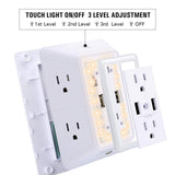 USB Wall Charger, Surge Protector, POWRUI 6-Outlet Extender with 2 USB Charging Ports (2.4A Total) and Night Light, 3-Sided Power Strip