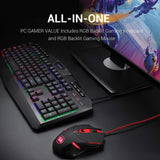 Redragon S101 PC Gaming Keyboard and Mouse Combo Wired LED RGB Backlit with Multimedia Keys Wrist Rest Mouse with 3200 DPI ( Mouse and Keyboard Set)