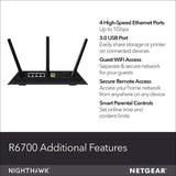 NETGEAR Nighthawk Smart WiFi Router (R6700) - AC1750 Wireless Speed (up to 1750 Mbps) | Up to 1500 sq ft Coverage & 25 Devices