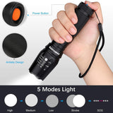 LED Tactical Flashlight, Binwo Super Bright 2000 Lumen XML T6 LED Flashlights Portable Outdoor Water Resistant Torch Light Zoomable Flashlight 2 Pack