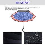 Spar. Saa Double Layer Inverted Umbrella with C-Shaped Handle, Anti-UV Waterproof Windproof Straight Umbrella for Car Rain Outdoor Use
