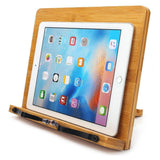 Bamboo Book Stand,wihacc Adjustable Book Holder Tray and Page Paper Clips