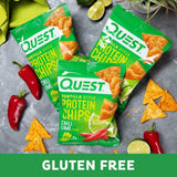 Quest Nutrition Tortilla Style Protein Chips, Chili Lime, Low Carb, Gluten Free, Baked, 8 Count