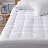 oaskys Twin Mattress Pad Cover Cotton Top with Stretches to 18” Deep Pocket Fits Up to 8”-21” Cooling White Bed Topper (Down Alternative, Twin Size)