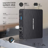 Mini PC Fanless Intel Atom Quad Core CPU 4GB DDR/64GB eMMC Mini Desktop Computer Windows 10 Pro HDMI and VGA Port 2.4/5.8G WiFi BT4.2 USB3.0