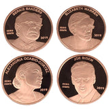 Aizics Mint Set of 4 Zero Cents Pennies/Alexandria Ocasio-Cortez AOC, Joe Biden, Bernie Sanders & Elizabeth Warren | Democrat Novelty Coin Token