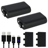 Xbox One Battery Pack 2PCS x 1200 mAh Xbox One Rechargeable Battery and 5FT Micro USB Charging Cable with LED Indicator Light Kit