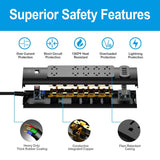 Power Strip, Bototek Surge Protector with 10 AC Outlets and 4 USB Charging Ports,1625W/13A 6 Feet Long Extension Cord for Smartphone, Black