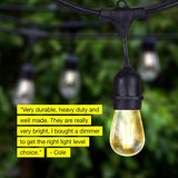 Waterproof LED Outdoor String Lights - Hanging, Dimmable 2W Vintage Edison Bulbs