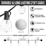 Globe String Lights with 27 Clear G40 Bulbs, Connectable Outdoor /Indoor Lights
