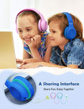 Mpow CH6 [2019 New Version] Kids Headphones Over-Ear/On-Ear, HD Sound Sharing Function Headphones for Children Boys Girls, Volume Limited Blue