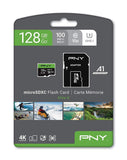 PNY Elite-X Micro SD 128GB, U3, V30, A1, Class 10, up to 100MB/s – P-SDU128U3WX-GE
