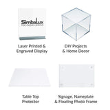 SimbaLux Acrylic Sheet Clear Cast Plexiglass 12” x 12” Square Panel 1/8” Thick (3mm) Pack of 2 Transparent Plastic Plexi Glass Board