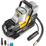 AstroAI Portable Air Compressor Pump, Digital Tire Inflator 12V DC Electric Gauge with Larger Air Flow 35L/Min, LED Light, Overheat Protection Yellow