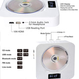 Portable Bluetooth DVD/CD Player, Wall Mountable CD DVD Player HDMI Built-in HiFi Speakers