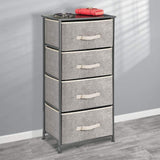mDesign Vertical Dresser Storage Tower - Sturdy Steel Frame, Wood Top, Easy Pull Fabric Bins