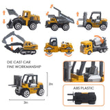 Construction Vehicles Toys with Play Mat, 6 Construction Cars, 6 Road Signs and 15.5" x 23.5" Playmat, Mini Diecast Cars Play Sets, Toy Trucks