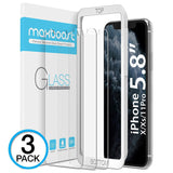 Maxboost Screen Protector for Apple iPhone Xs & iPhone X & iPhone 11 Pro (Clear, 3 Packs) 0.25mm Tempered Glass Screen Protector [3D Touch]