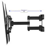 Cheetah Dual Articulating Arm TV Wall Mount Bracket for 20-65” TVs up to VESA 400 and 115lbs Only