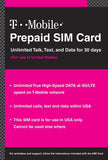 T-Mobile Prepaid SIM Card Unlimited Talk, Text, and Data for 30 days (For use in United States)