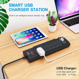 Power Strip, Bototek Surge Protector with 10 AC Outlets and 4 USB Charging Ports,1625W/13A 6 Feet Long Extension Cord for Smartphone, Black