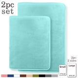 Clara Clark Non Slip Memory Foam Tub-Shower Bath Rug Set, Includes 1 Small Size 17 x 24 in. 1 Large Size 20 X 32 in. - Aqua Light Blue