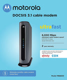 MOTOROLA DOCSIS 3.1 Cable Modem, 6 Gbps Max Speed. Approved for Comcast Xfinity Gigabit, Cox Gigablast, and More (Model MB8600)