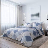 Bedsure 2-Piece Printed Quilt Set Twin Size (68x86 inches), Blue Floral Patchwork Pattern, Lightweight Bedspread Coverlet, 1 Quilt and 1 Pillow Sham
