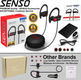 SENSO Bluetooth Headphones, Best Wireless Sports Earphones w/Mic IPX7 Waterproof HD Stereo Sweatproof Earbuds for Gym Running Workout