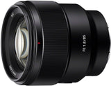 Sony SEL85F18 85mm F/1.8-22 Medium-Telephoto Fixed Prime Camera Lens, Black