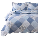 Bedsure 2-Piece Printed Quilt Set Twin Size (68x86 inches), Blue Floral Patchwork Pattern, Lightweight Bedspread Coverlet, 1 Quilt and 1 Pillow Sham