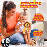 Gift for 1-5 year old EDUCATIONAL Plush Toy Talking Animal Set, Stuffed Animals, Elephant Monkey Lion & Panda Baby