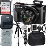 Canon PowerShot G7 X Mark II Digital Camera (Black) with Essential Accessory Bundle - Includes: SanDisk Ultra 64GB SDXC Memory Card, 1 ReplaceBattery