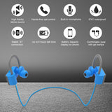 LETSCOM Bluetooth Headphones IPX7 Waterproof, Wireless Sport Earphones, HiFi Bass Stereo Sweatproof Earbuds w/Mic, Noise Cancelling Headset BlueGray