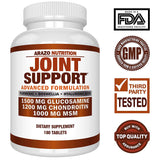 Glucosamine Chondroitin Turmeric MSM Boswellia - Joint Support Supplement for Relief 180 Tablets - Arazo Nutrition