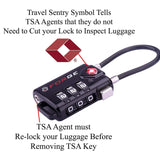 TSA Approved Cable Luggage Locks, Re-settable Combination with Alloy Body