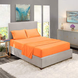 Nestl Bedding Soft Sheets Set – 4 Piece Bed Sheet Set, 3-Line Design Pillowcases – Wrinkle Free – 10”16” Good Fit Deep Pockets Full XL, Light Orange