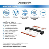 Epson Workforce ES-60W Wireless Portable Sheet-fed Document Scanner for PC and Mac